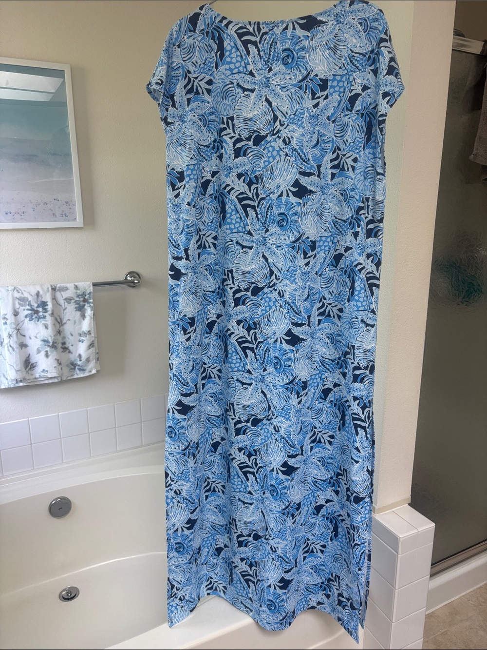 Lilly Pulitzer NWT Talli Maxi Dress Coastal Constellation Bonaire Blue V-Neck L - Picture 2 of 6